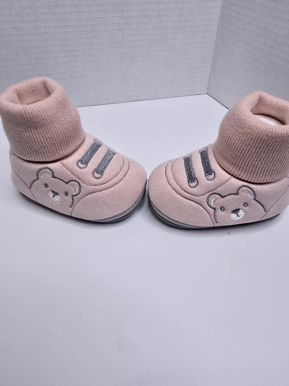 Toddler Pink Bear Knit Bootie Slippers - Cozy Indoor Slip-Ons